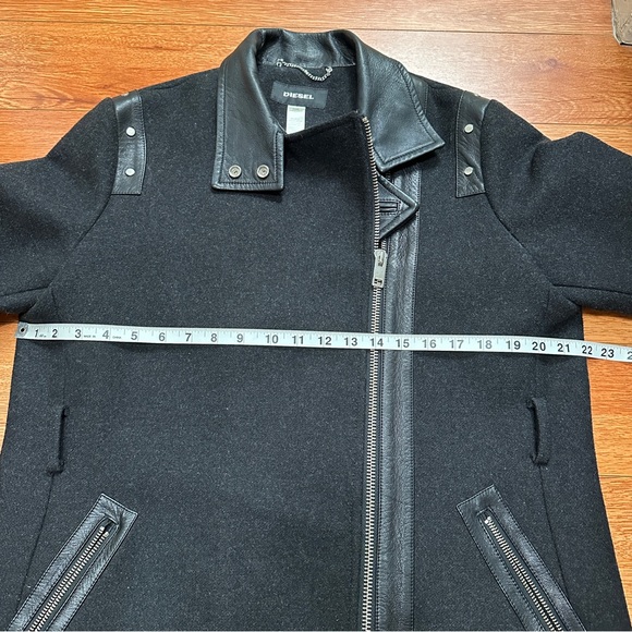 Diesel Suelo Overcoat Wool & Leather Moto Jacket - Size medium - Picture 9 of 12